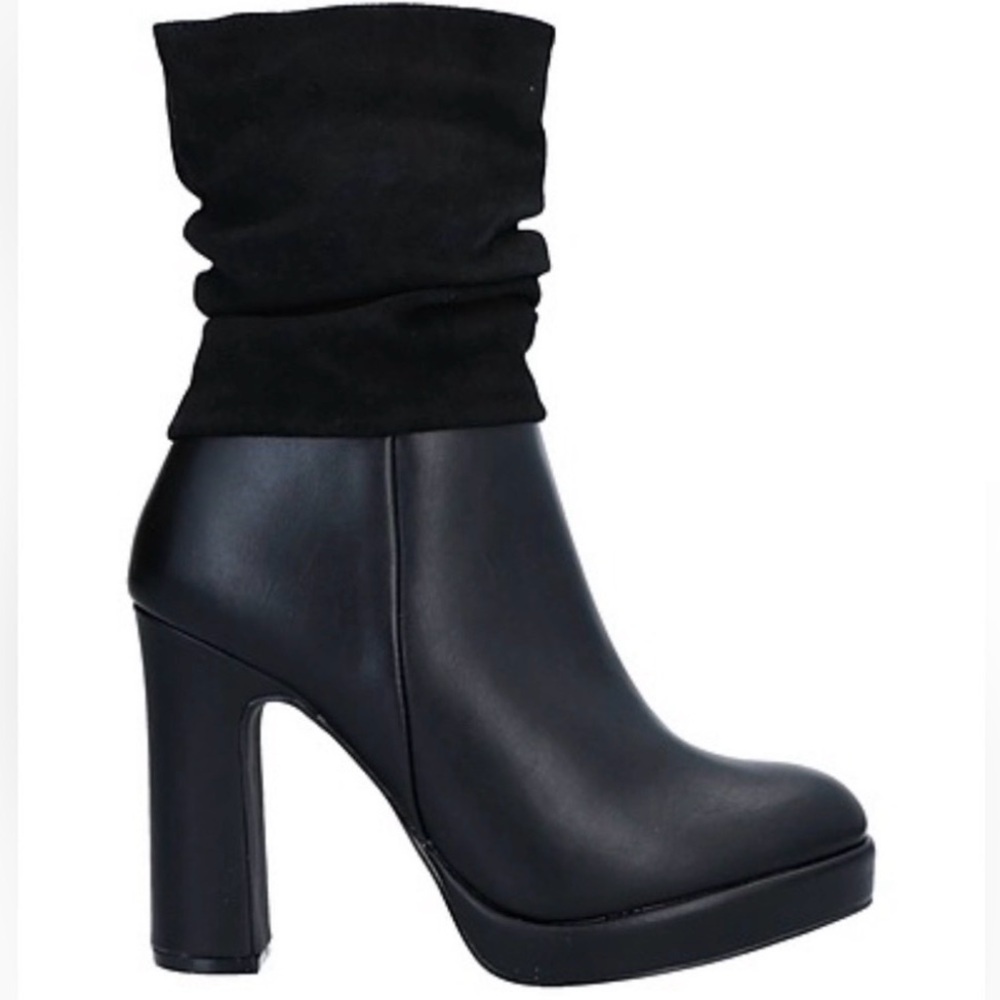 Mixed Material Ankle Boot - CAFèNOIR